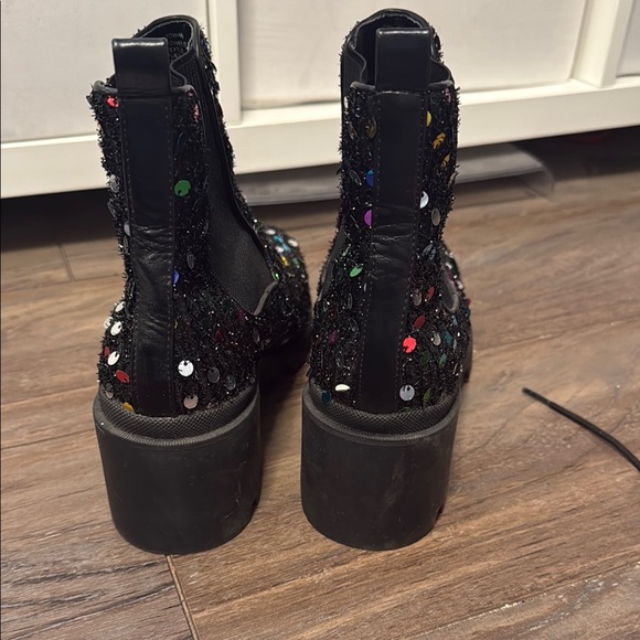 Betsey Johnson Rowan Sequin-Embellished Black Ankle Boots - Picture 4 of 4